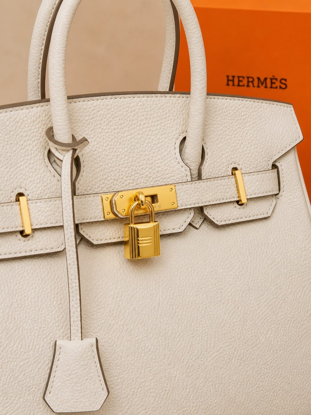 Hermes Nata Togo Leather Birkin Top Handle Bag with Gold Hardware - Picture 5 of 9